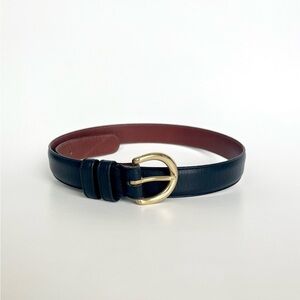 VTG Coach Womens 8400 Belt SMALL 26” Navy Blue Leather Solid Brass Made in USA